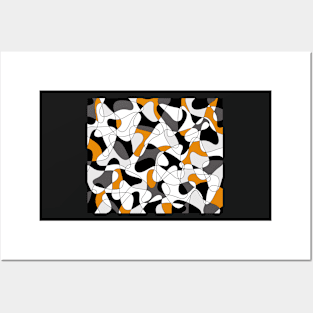 Abstract geometric pattern - orange, gray, black and white. Posters and Art